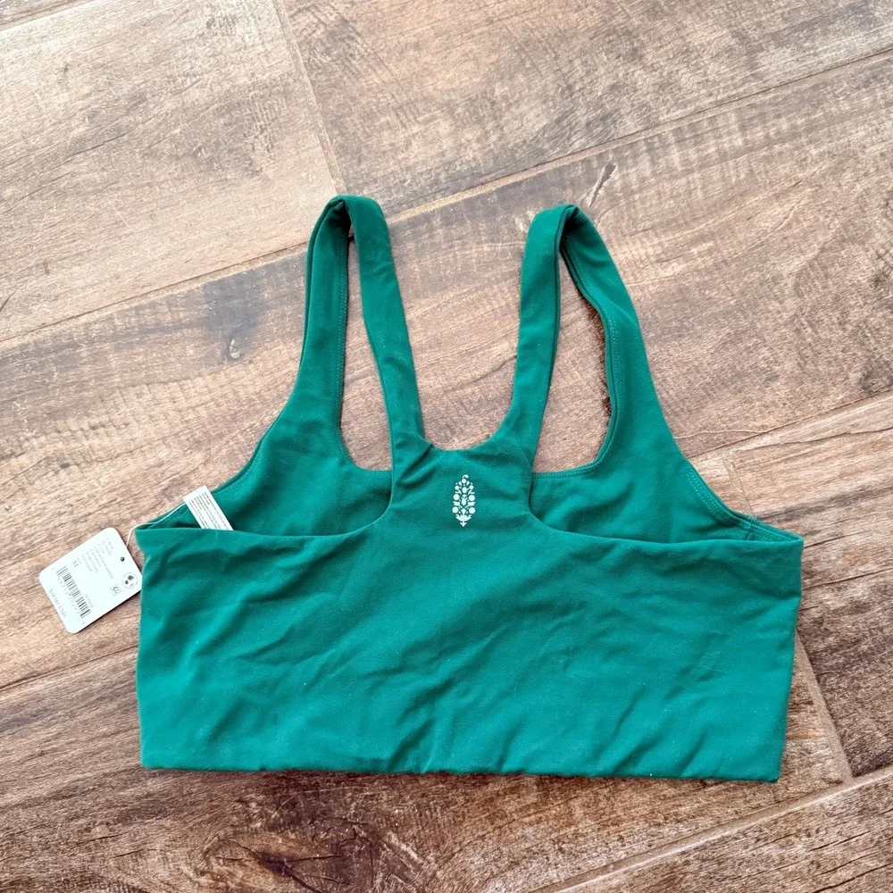 FP Movement Square Neck Sports Bra,Heritage Green,M (New)
